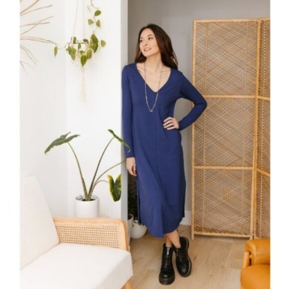 NWT Smash + Tess V-Neck  Midi Friday Dress Relaxed Fit Women‎ Sz Small - Picture 9 of 10